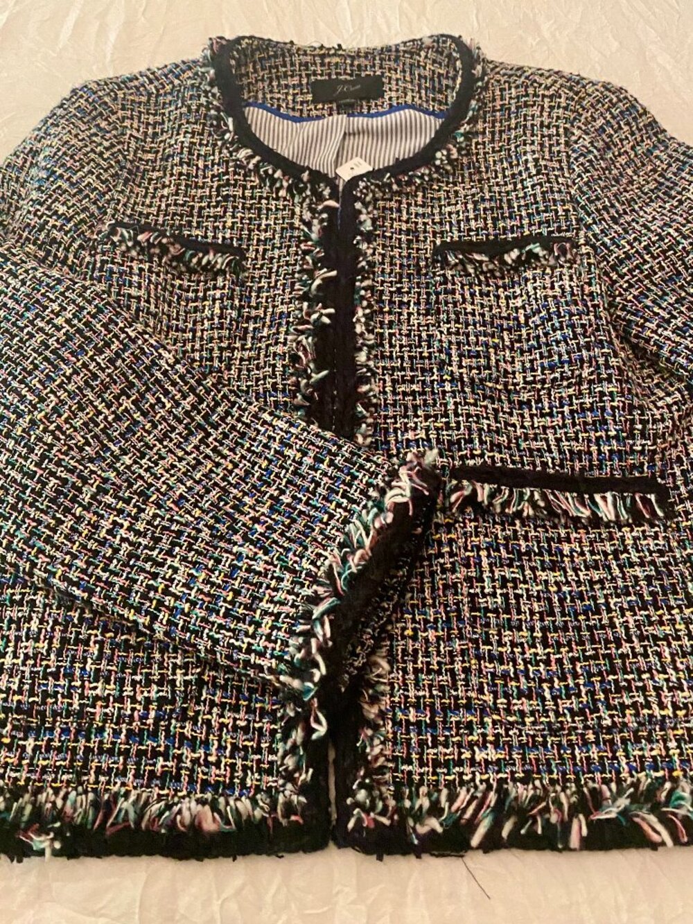J. Crew Metallic Tweed/Boucle Jacket  Multi-Color Women’s 10